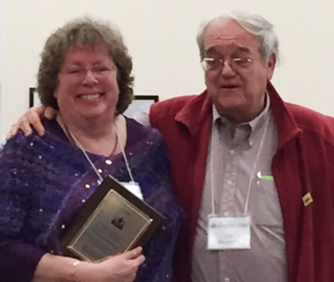 Photo of Kate and Joe after receiving the 2015 Brother Blue and Ruth Hill Award